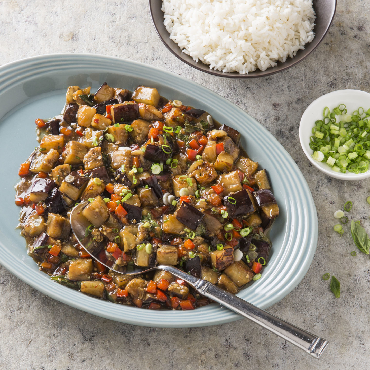 Food Column ATK Eggplant with Garlic and Basil Sauce